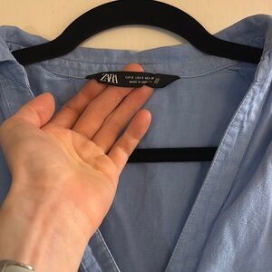 Zara Women’s Blue Shirt Maxi Dress